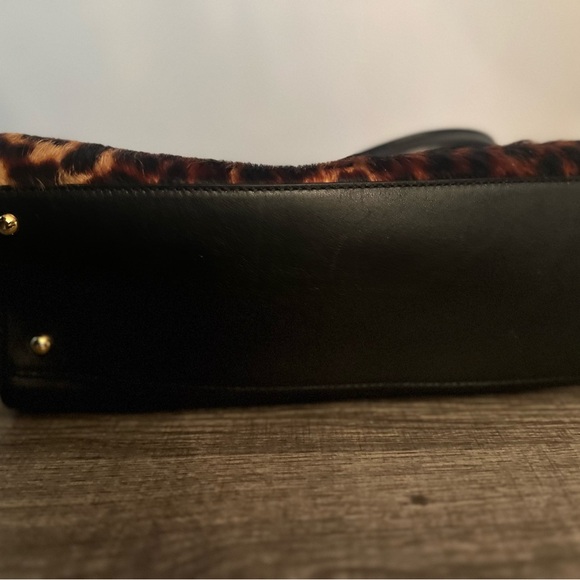 Ralph Lauren Carrington Bethany Medium Leopard Leather Satchel Purse - Picture 4 of 12